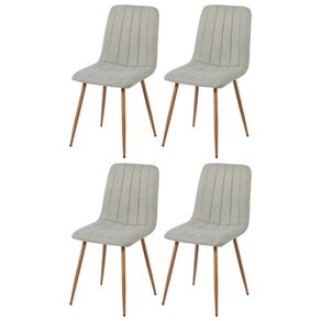 10 Kit 4 Cadeiras V1002 Rivatti 44 cm -Largura- Estofado em Tecido Nude e Base em Aco Simulando Madeira